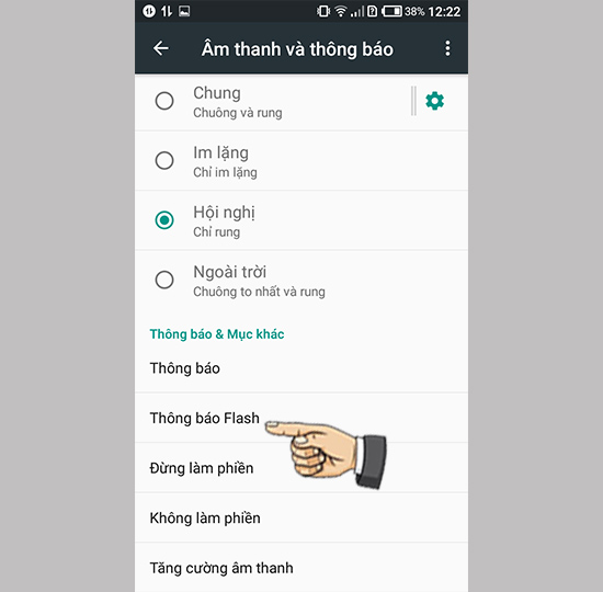 Chọn thông báo Flash
